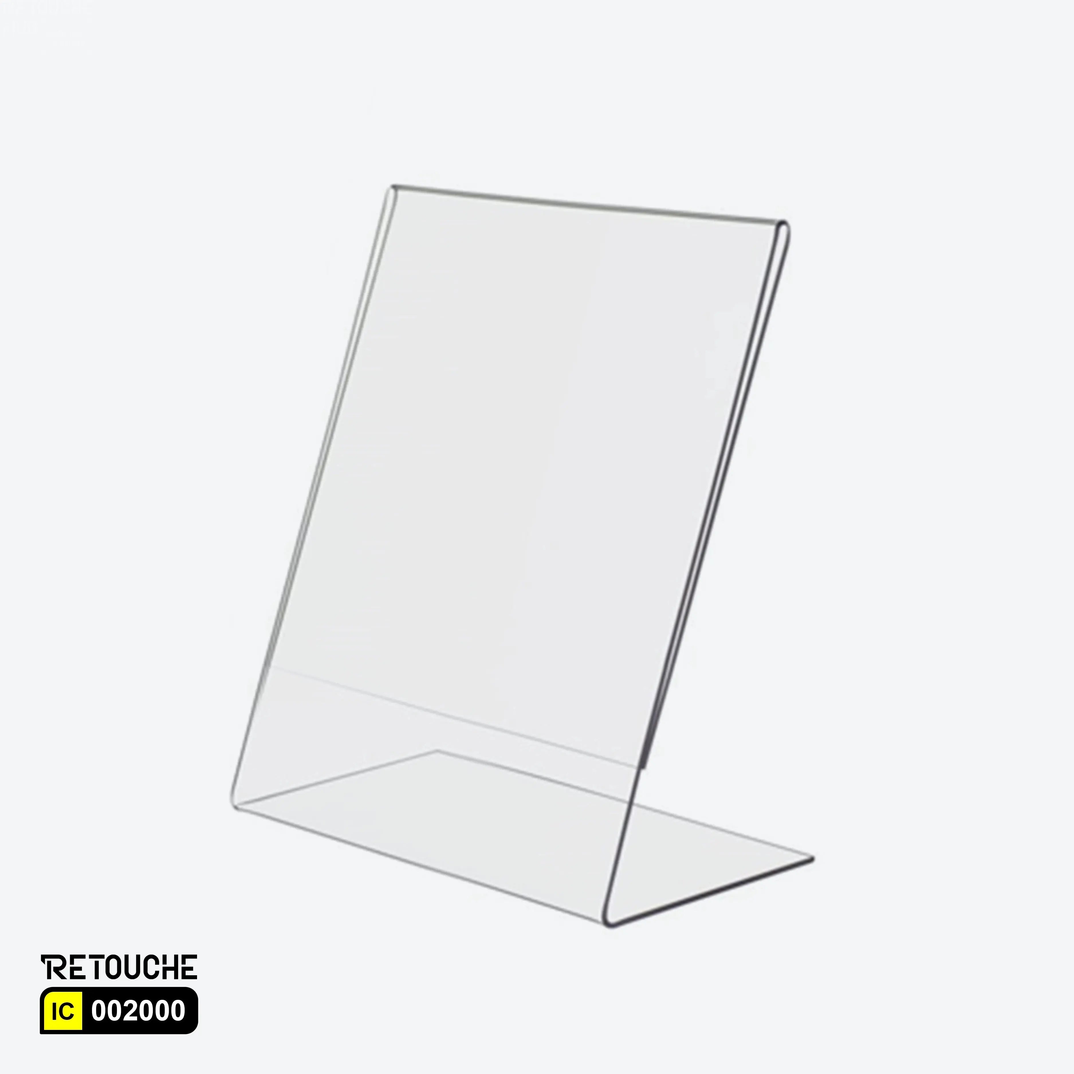 A5 acrylic display stand, Clear acrylic display stand, Tabletop display stand, A5 sign holder, Slanted display stand, Menu display stand
Single-sided acrylic stand, Durable acrylic display
Clear sign holder, Acrylic tabletop stand