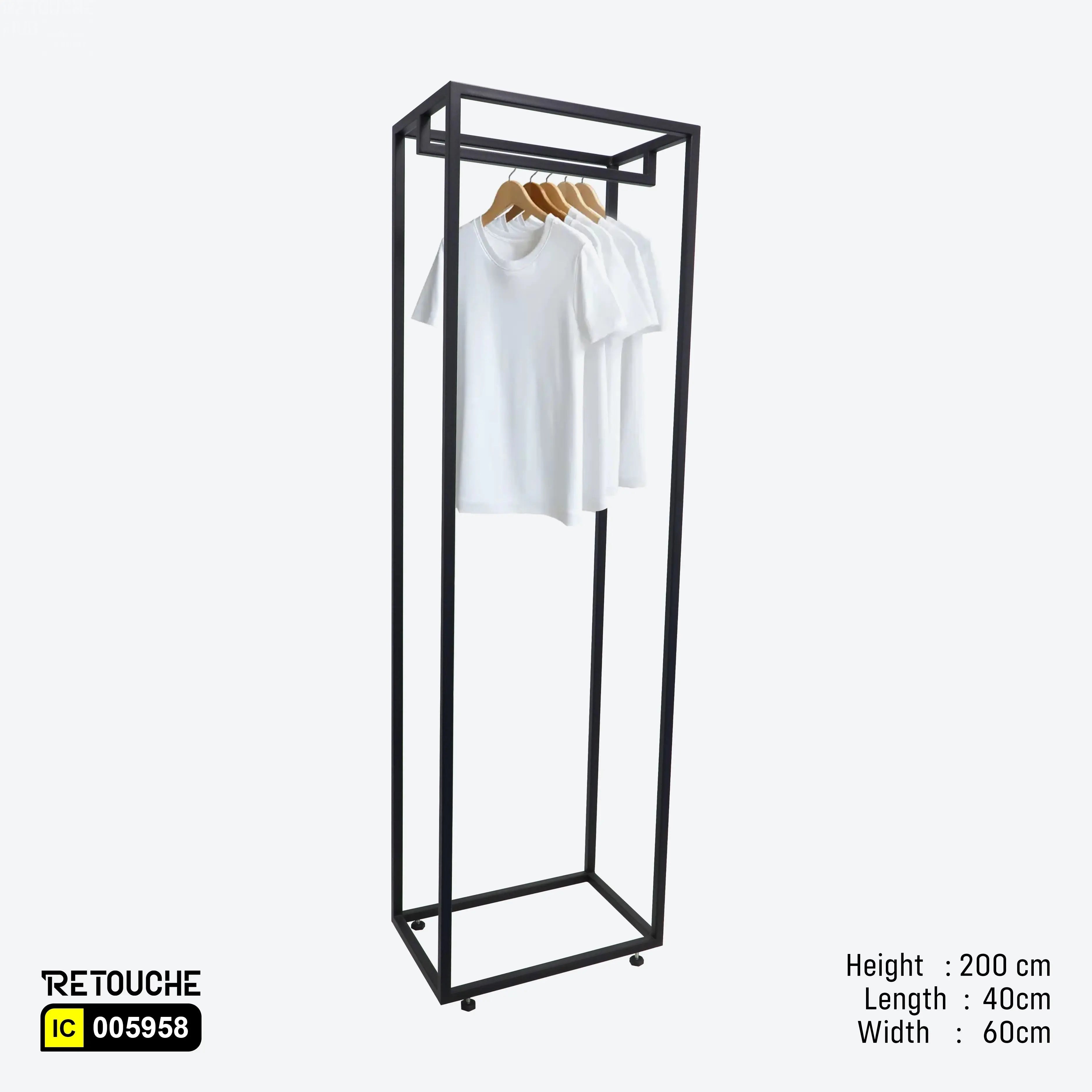 Clothes rack stand, Metal clothes rack, Single hanging bar
Black clothes rack, Clothes rack organizer, Wardrobe storage solution
Clothing display rack, Garment rack, Home clothes rack, Metal storage rack