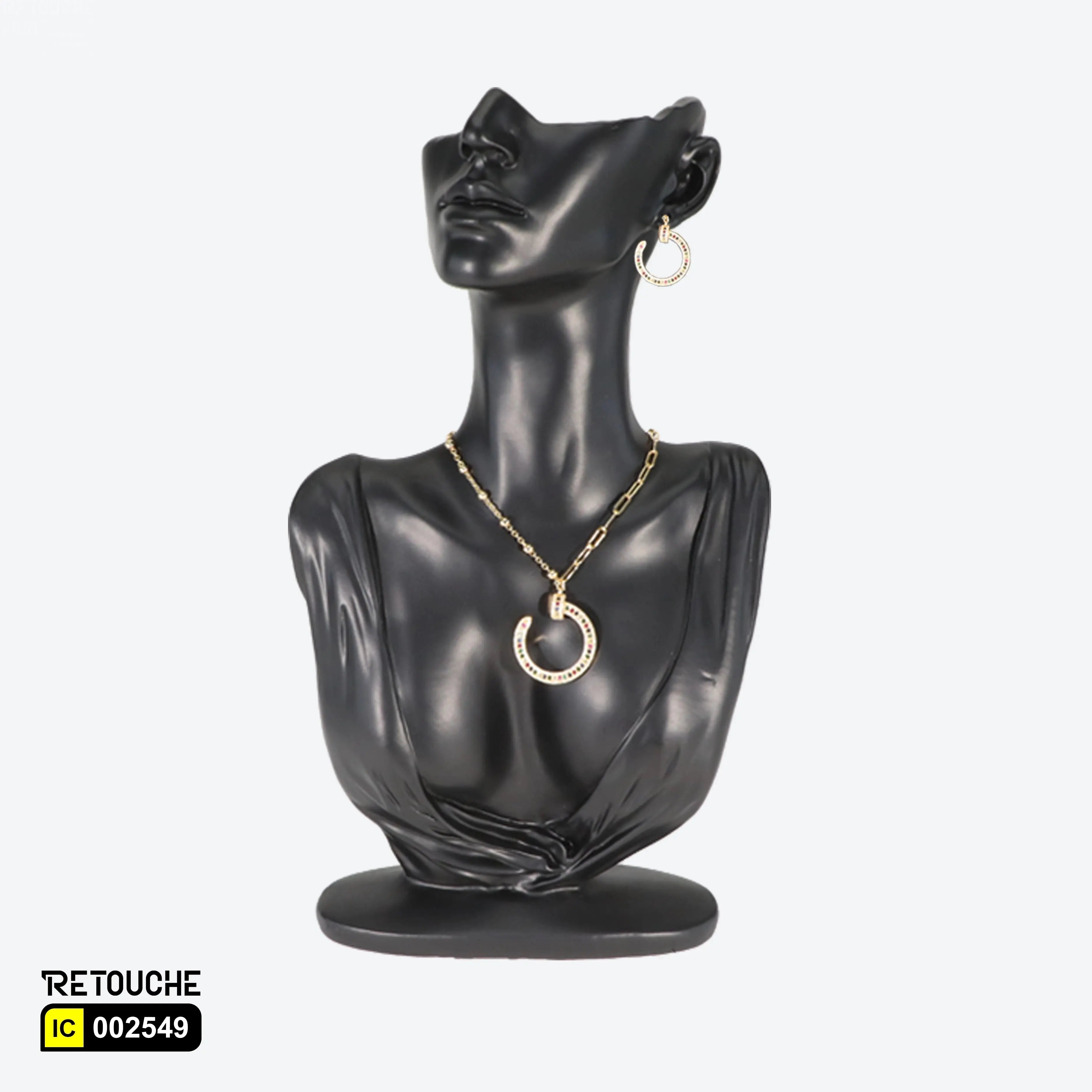 Female Mannequin Bust Jewelry Display, Black Color Displays & Showcases