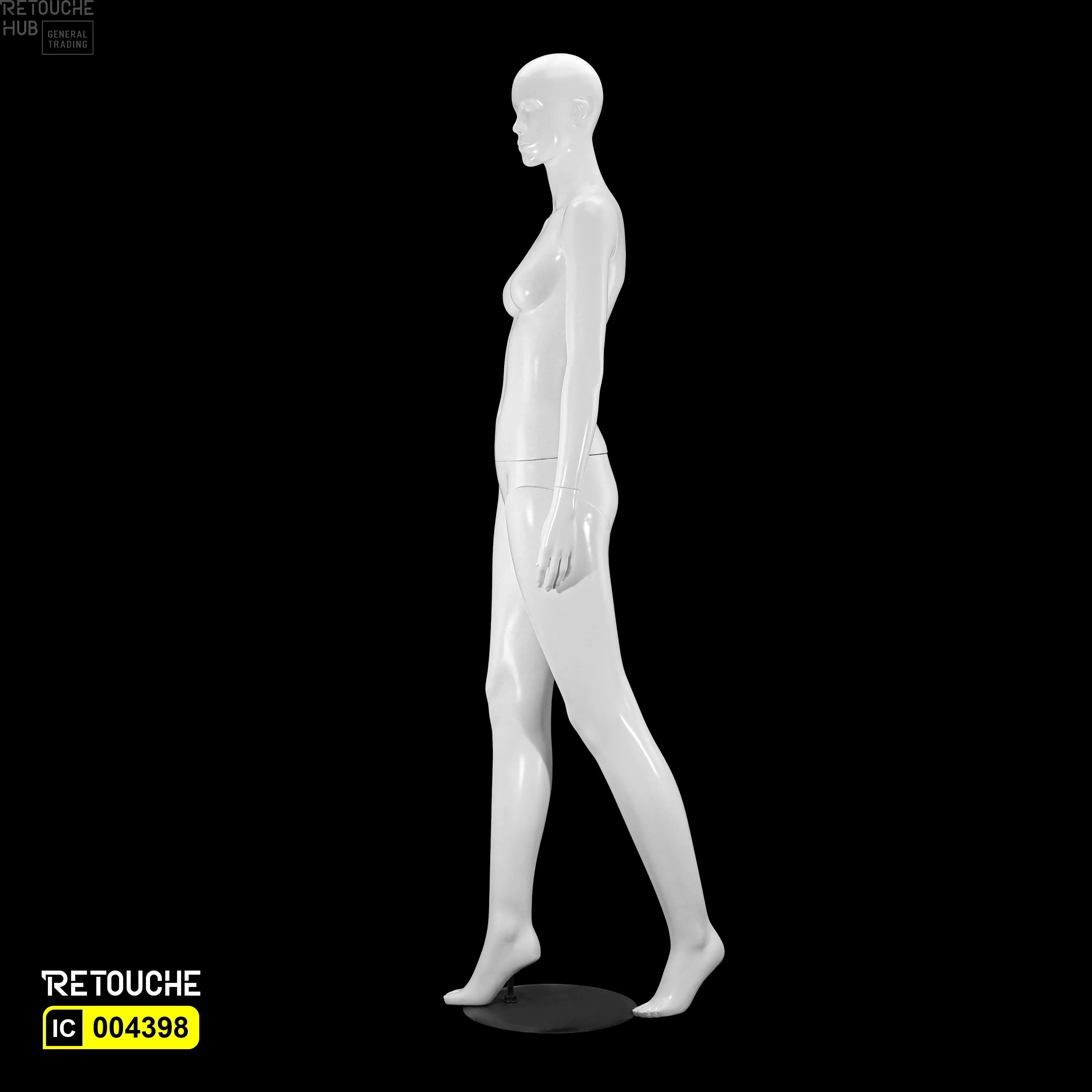 Female Mannequin, Abstract Face, Full Body, Glossy White Color Female Mannequin