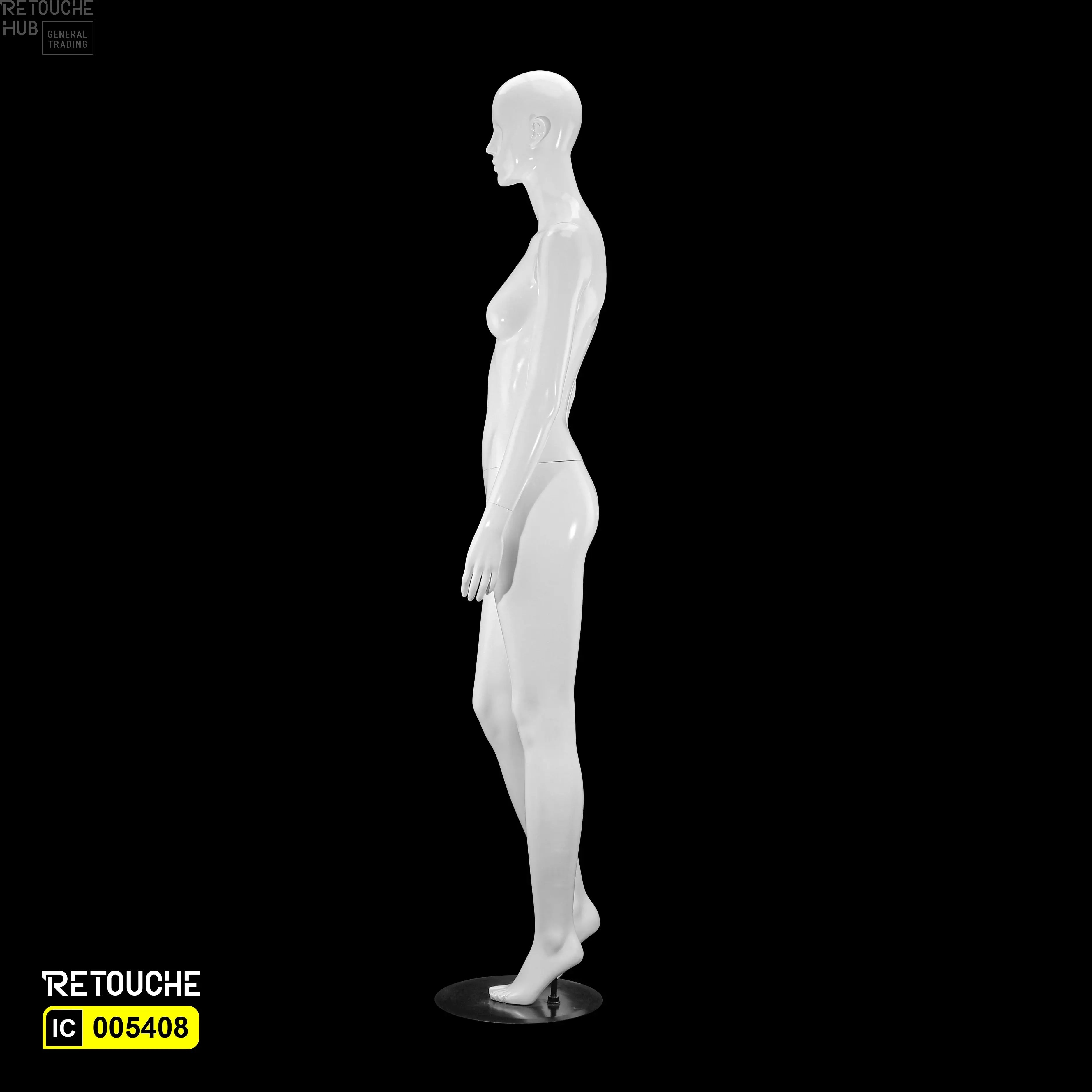 Female Mannequin, Abstract Face, Full Body, Glossy White Color Female Mannequin