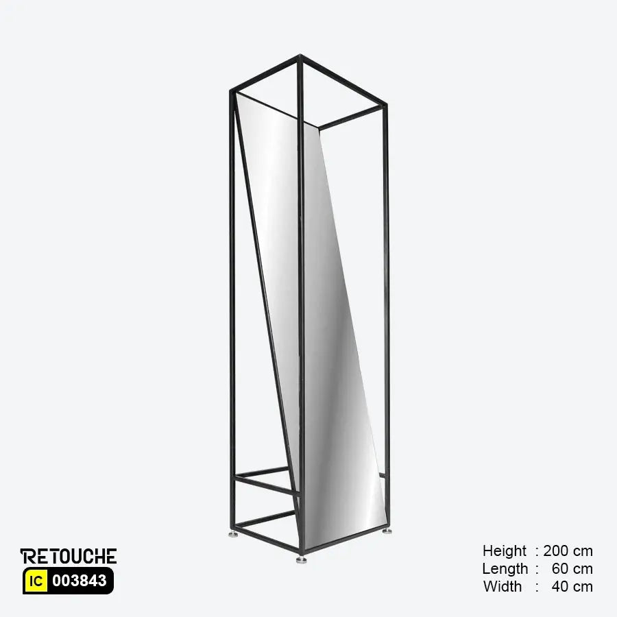 Floor Standing Mirror, Black Metal Clothes Hanging Stands