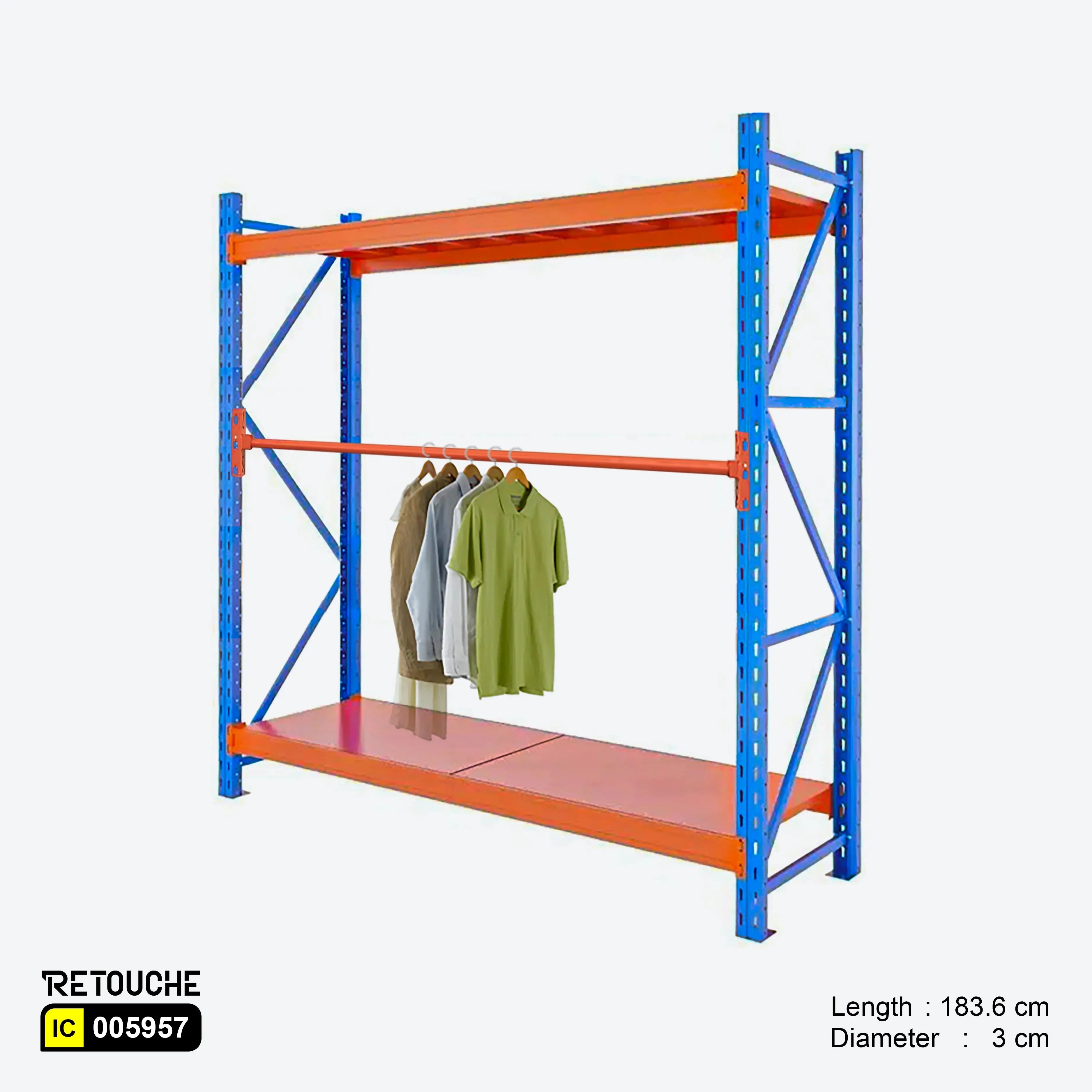 Hanging Rod for Storage Shelving Rack, Orange Color Shelving Systems