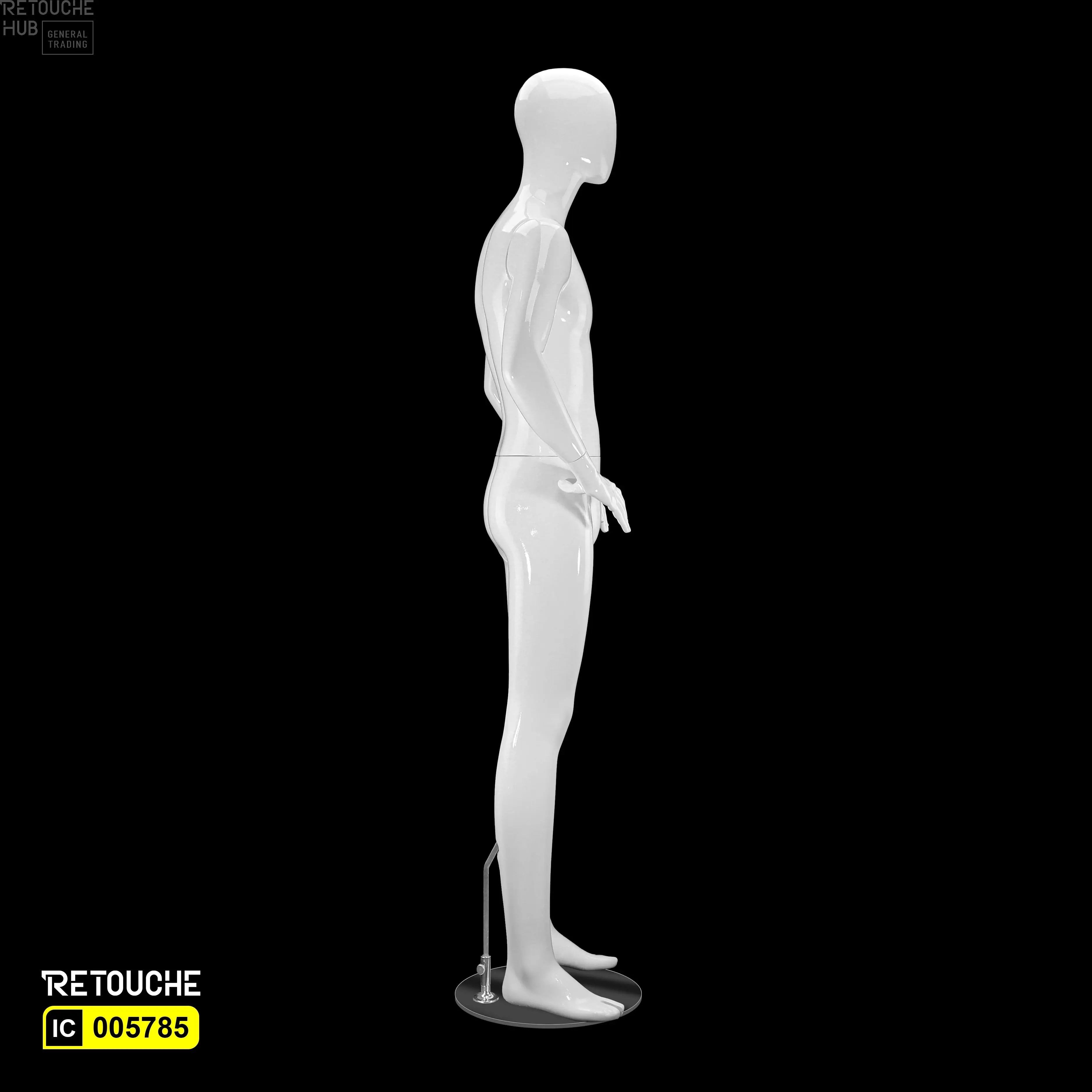 Male Mannequin, Egg Face, Full Body, Glossy White Color Male Mannequin