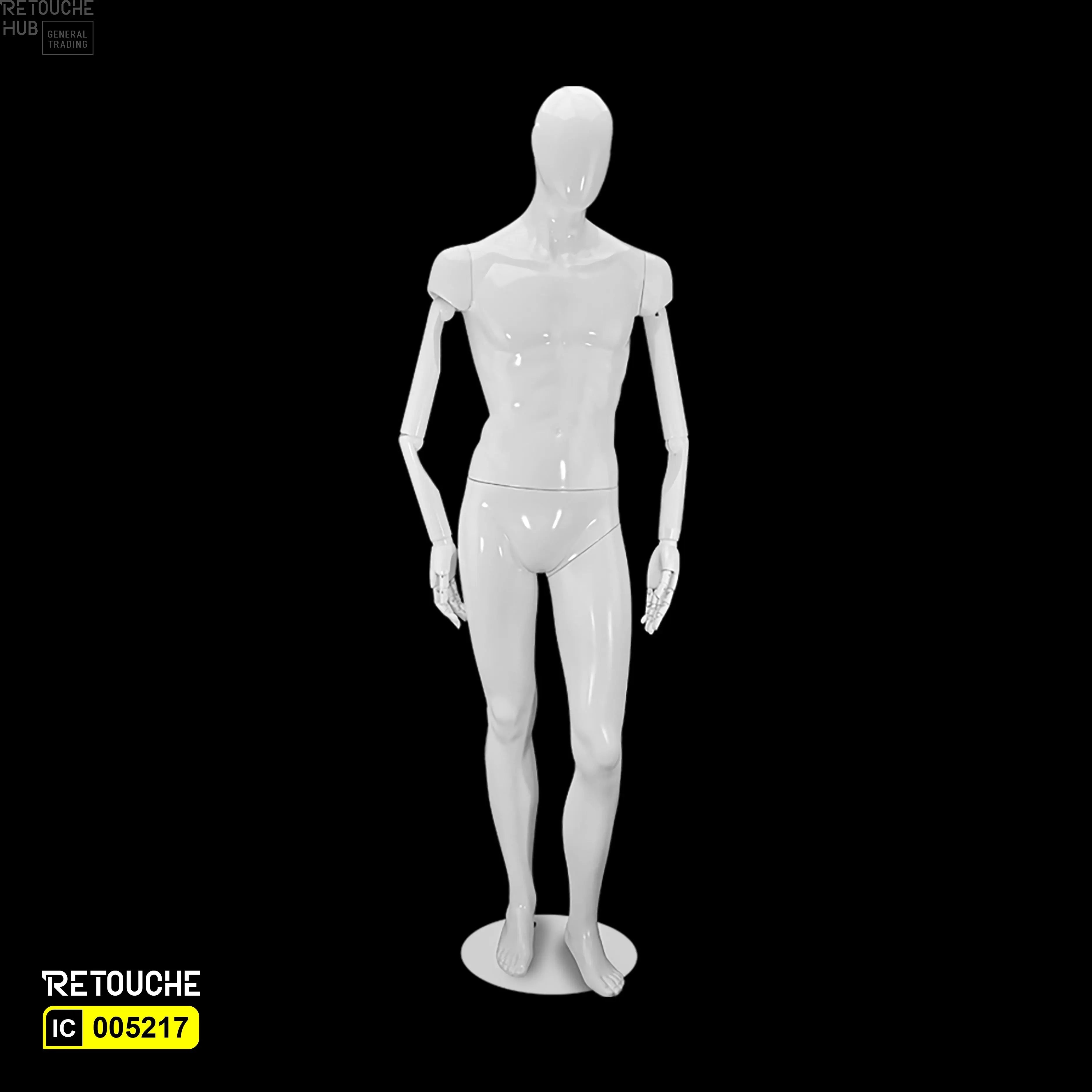 Male Mannequin, Full Body, Egg Face, Glossy White Color - Retouche Hub General Trading LLC®