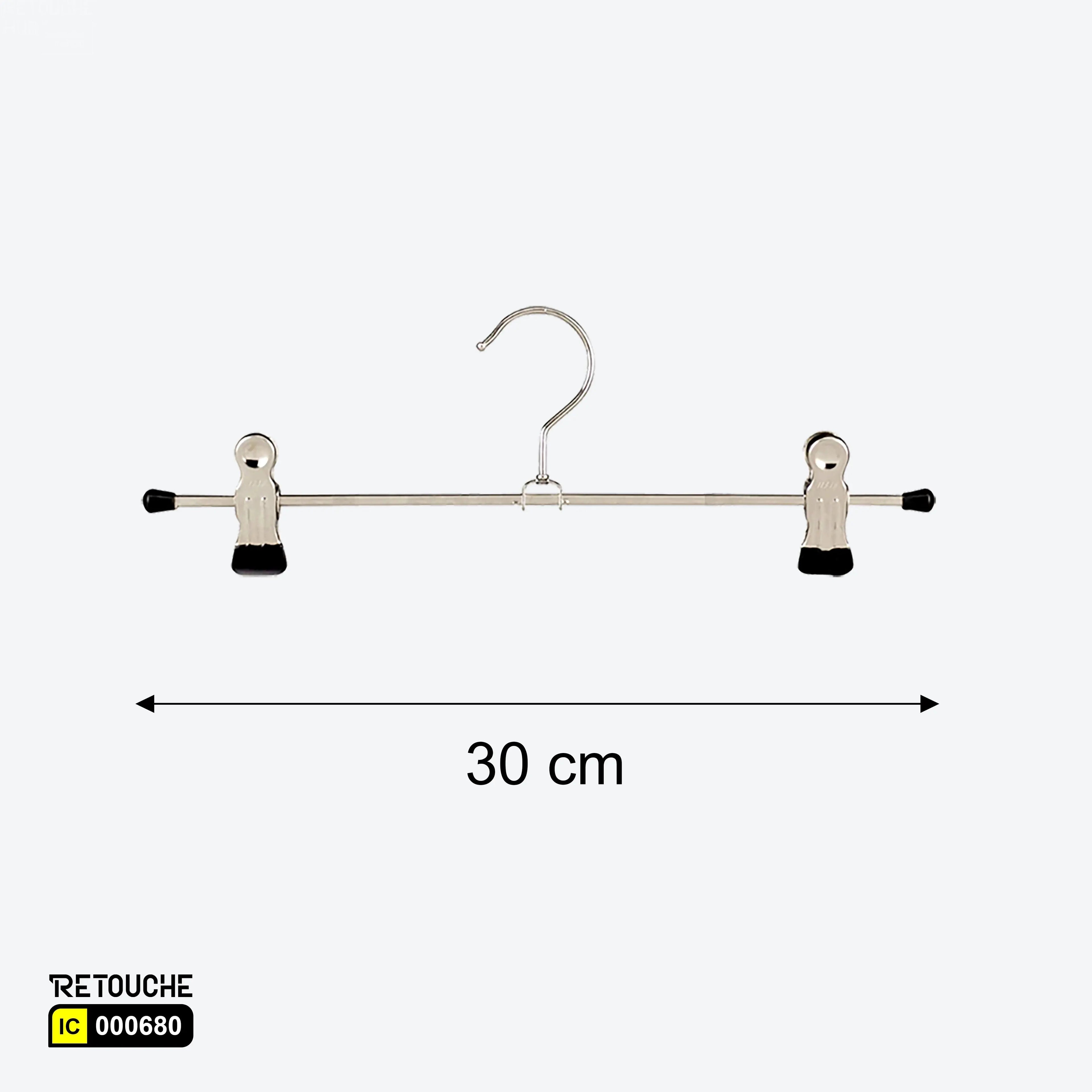 Metal Clothes Hanger, Chrome Finish, with Dual Clips Clothes Hangers