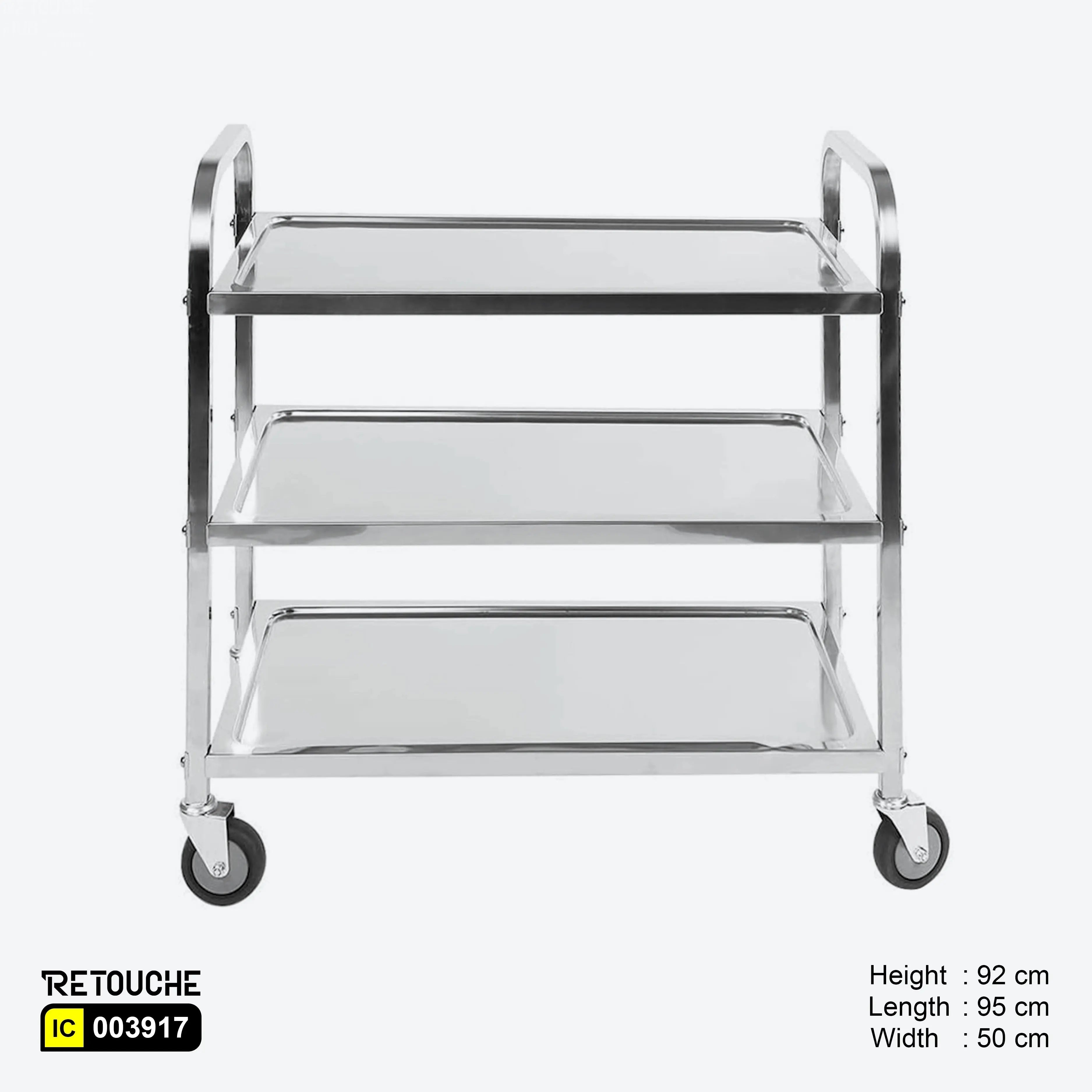 Serving Trolley, 3-tier, Stainless Steel Shelving Systems