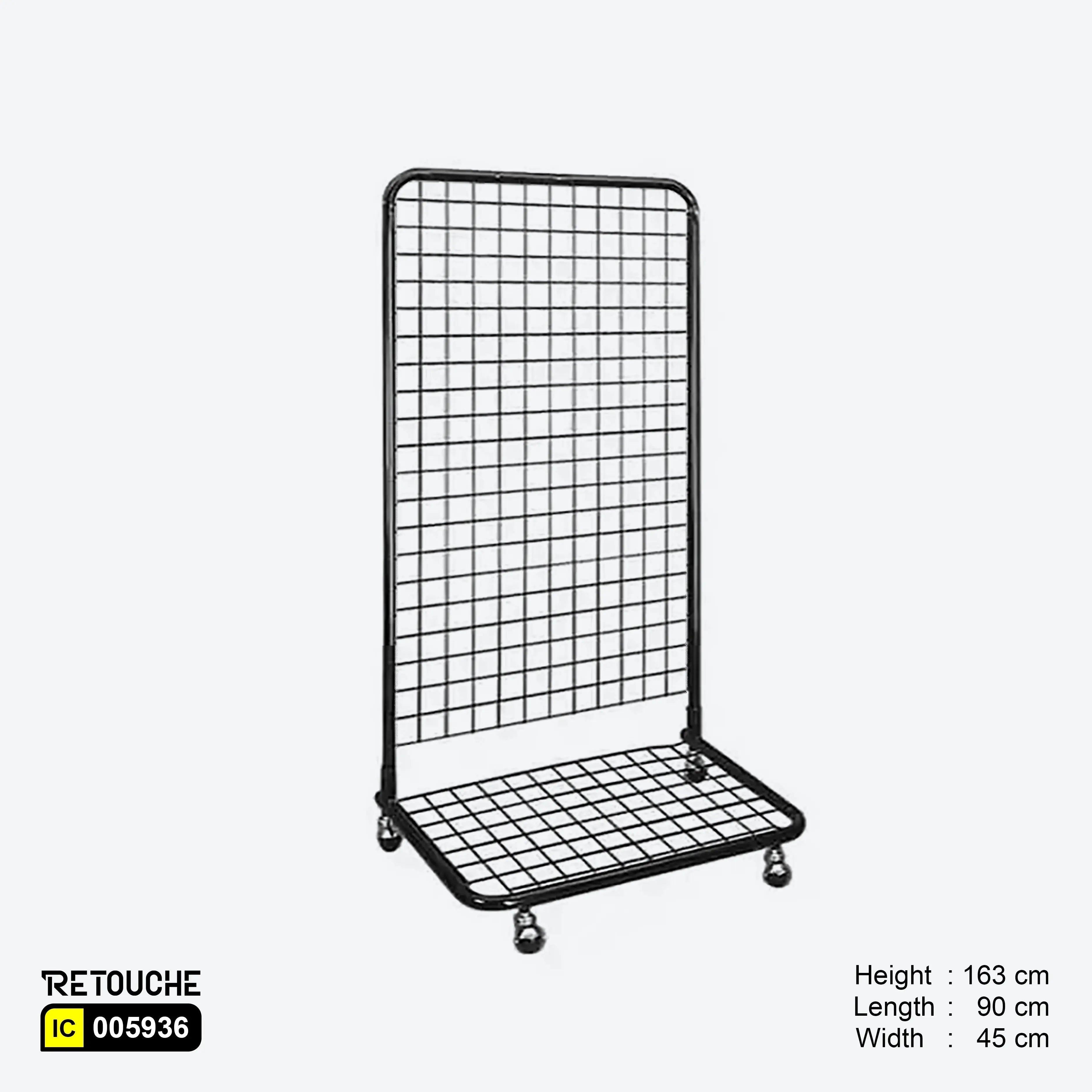 Wire Grid Display, Metal, Black Color , with Wheels Grid Panels & Accessories